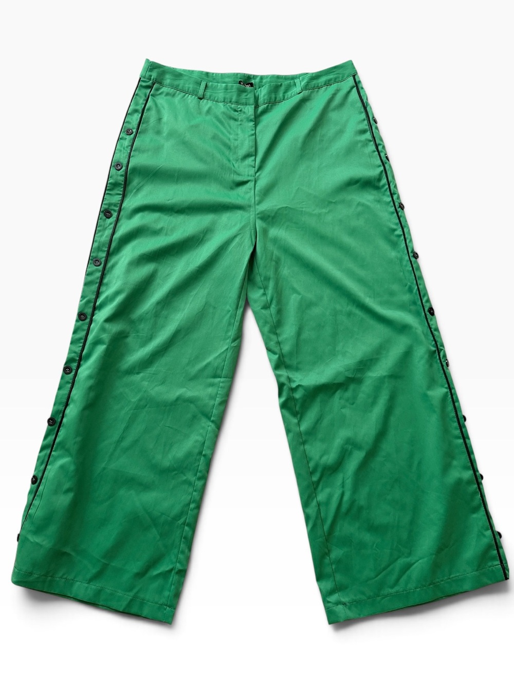 Vonda Kelly Green Wide Leg Pants with Side Button Trim 2XL